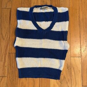 Vintage Diane Von Furstenberg | knit vest | blue and white | size M